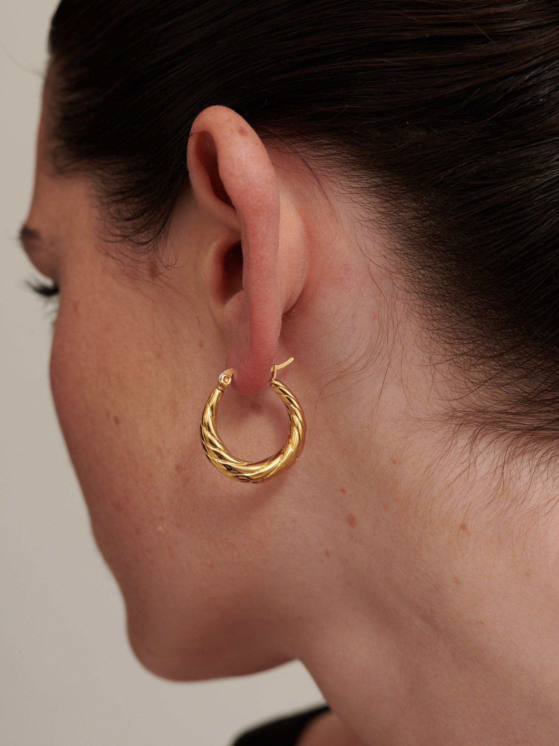 Spiral Swirl Hoops 18K Gold Plated Earrings