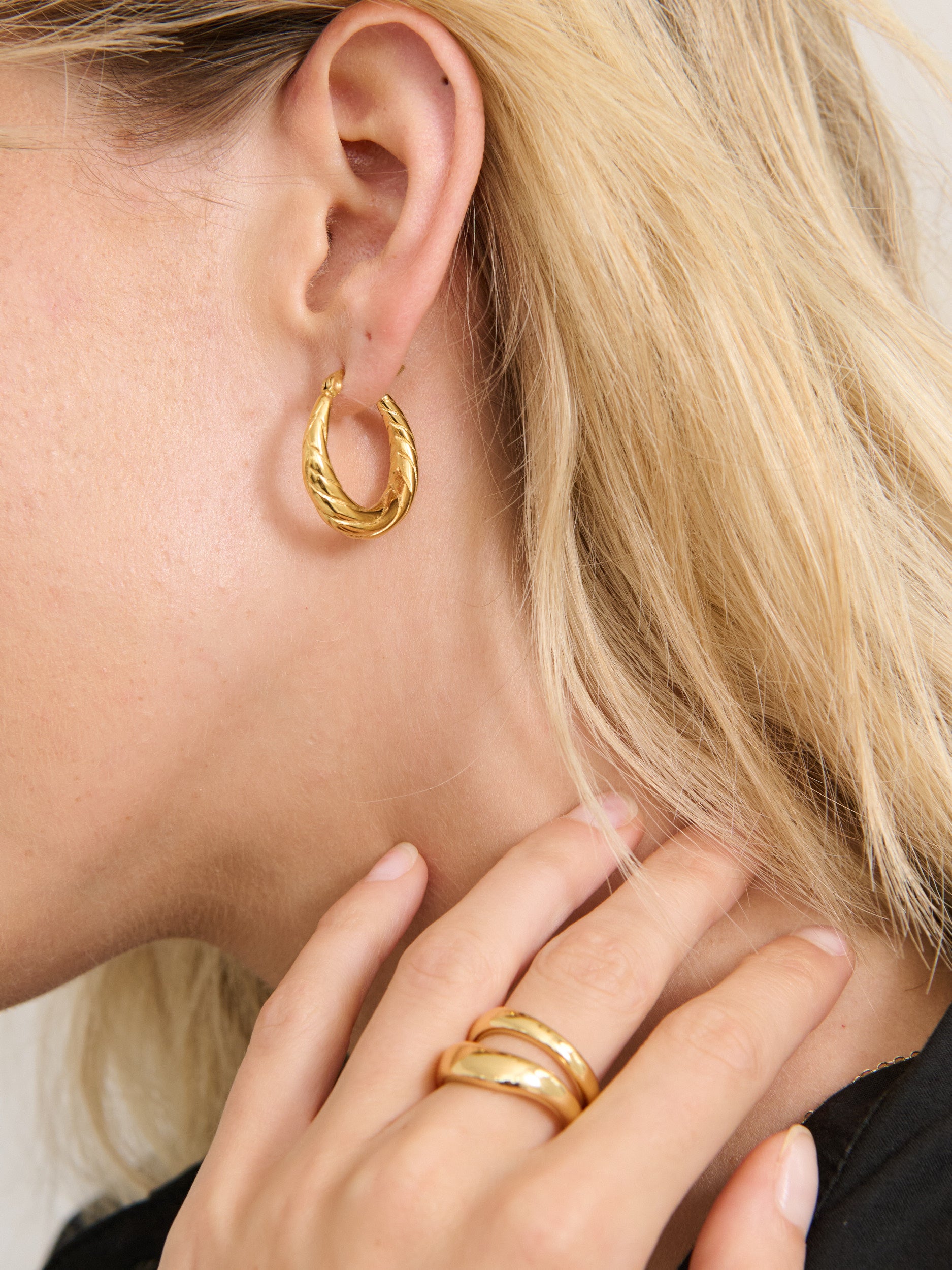 Spiral Swirl Hoops 18K Gold Plated Earrings