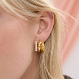 Trio Pearl Layered 18K Gold Plated Earrings