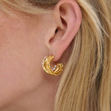 Trio Pearl Layered 18K Gold Plated Earrings