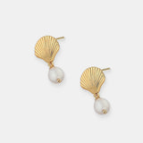 Clamshell Pearl 18K Gold Plated Earrings