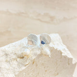 Clamshell Pearl Silver Plated Earrings