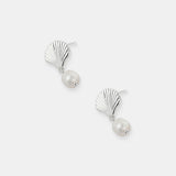Clamshell Pearl Sterling Silver Plated Earrings