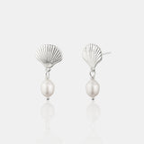 Clamshell Pearl Sterling Silver Plated Earrings