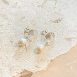 Clamshell Pearl Silver Plated Earrings