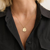 Ocean Coin Charm Matte 18K Gold Plated Necklace