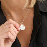 Ocean Coin Charm Matte Sterling Silver Plated Necklace