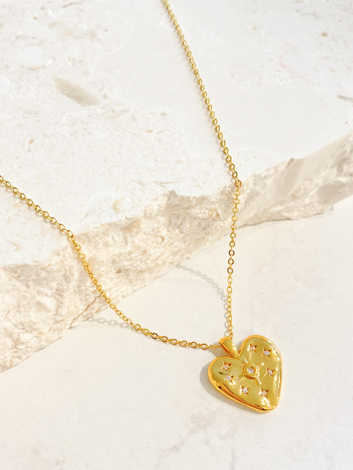 Heart Stone 18K Gold Plated Necklace