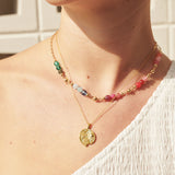 Ocean Coin Charm 18K Gold Plated Necklace