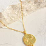 Ocean Coin Charm 18K Gold Plated Necklace
