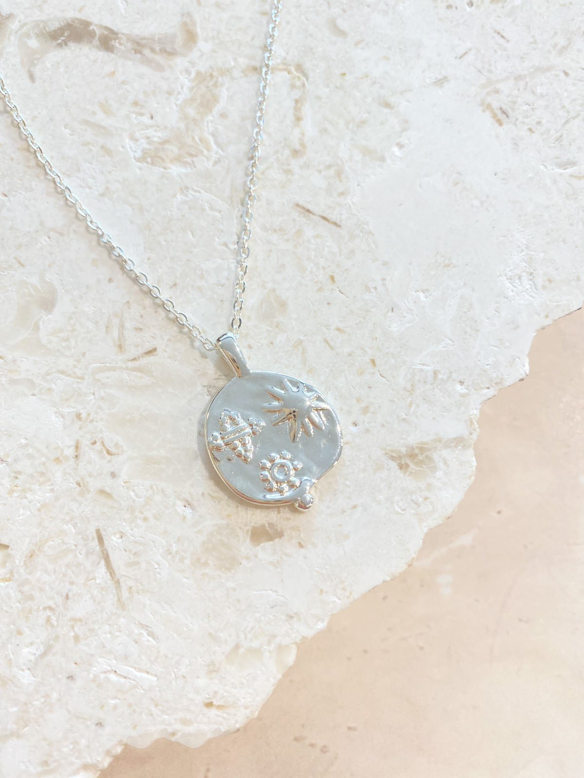 Ocean Coin Charm Silver Plated Necklace