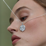 Ocean Coin Charm Matte Sterling Silver Plated Necklace