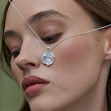 Ocean Coin Charm Matte Sterling Silver Plated Necklace