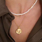 Ocean Coin Charm 18K Gold Plated Necklace