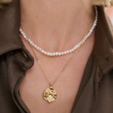 Ocean Coin Charm 18K Gold Plated Necklace
