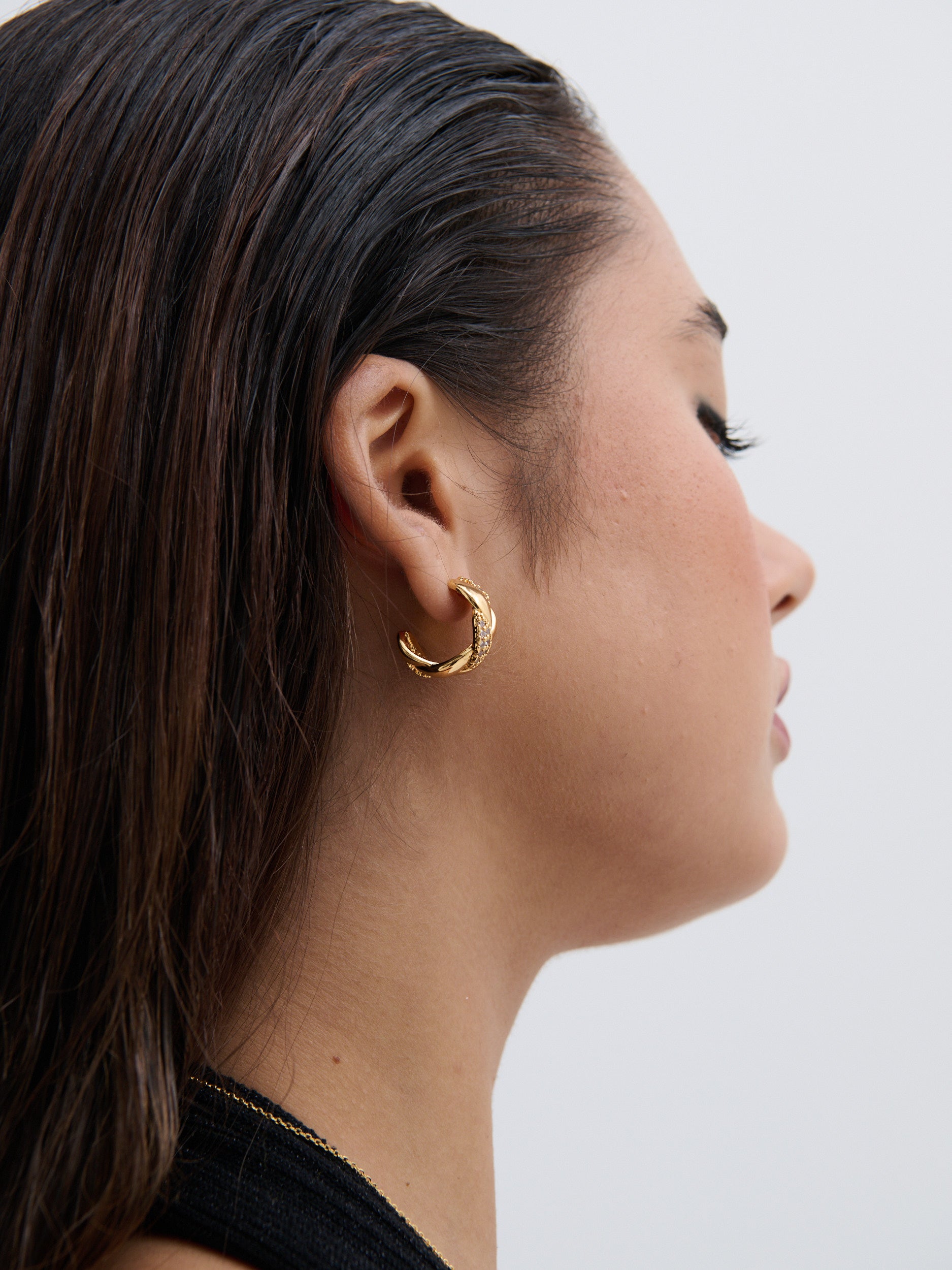 Embellished Braid 18K Gold Plated Earrings