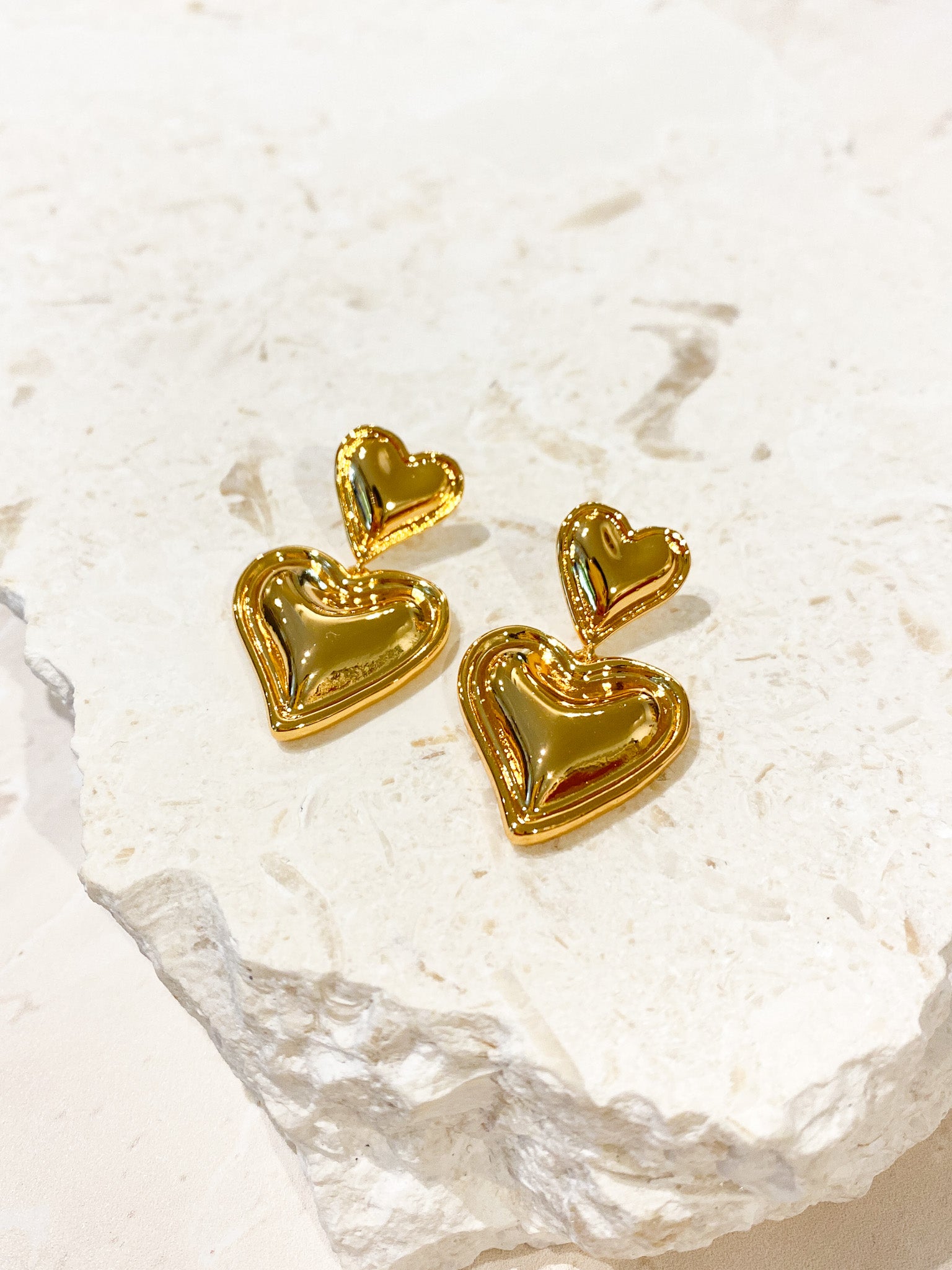 Double Heart 18K Gold Plated Earrings