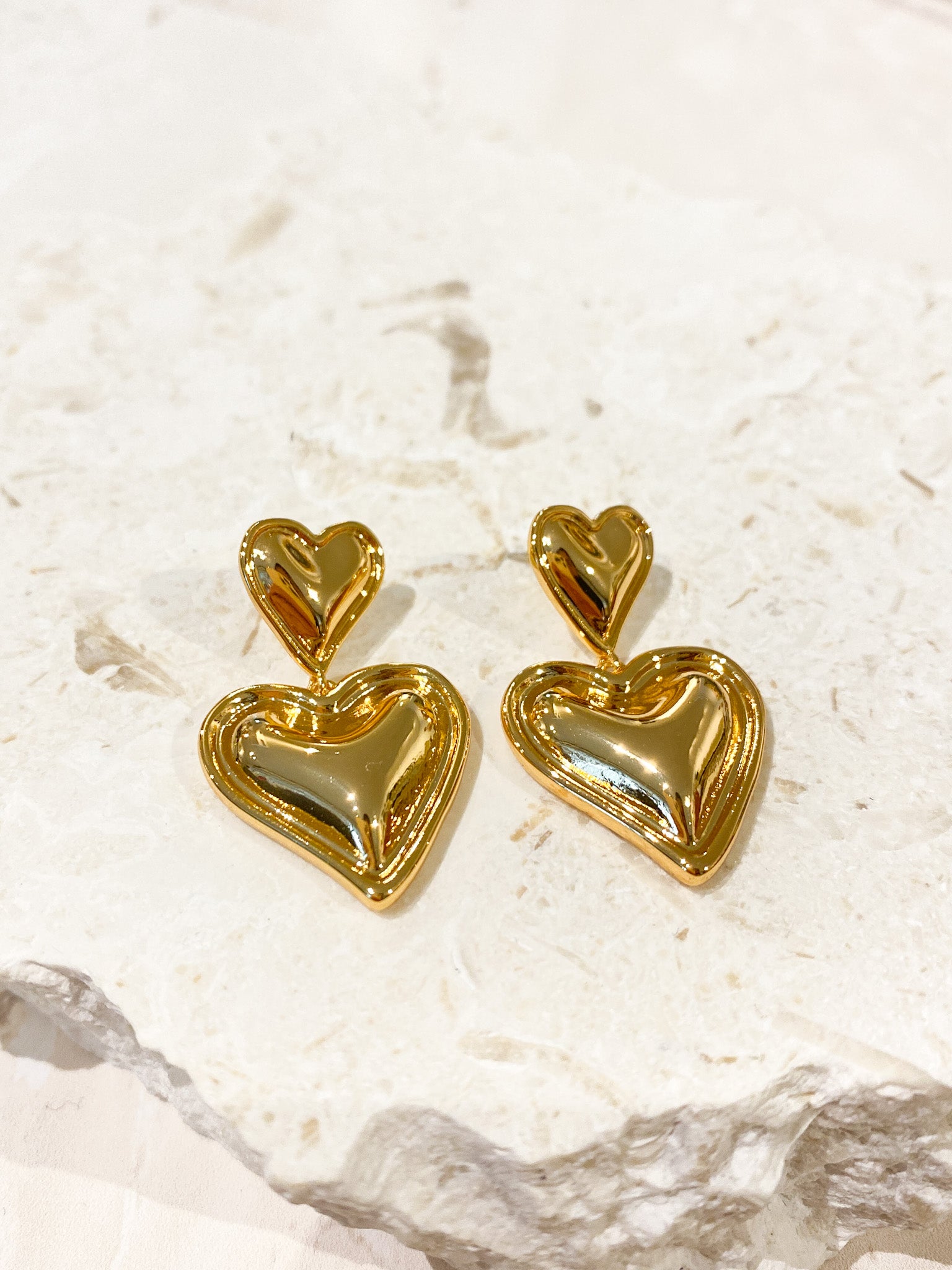 Double Heart 18K Gold Plated Earrings