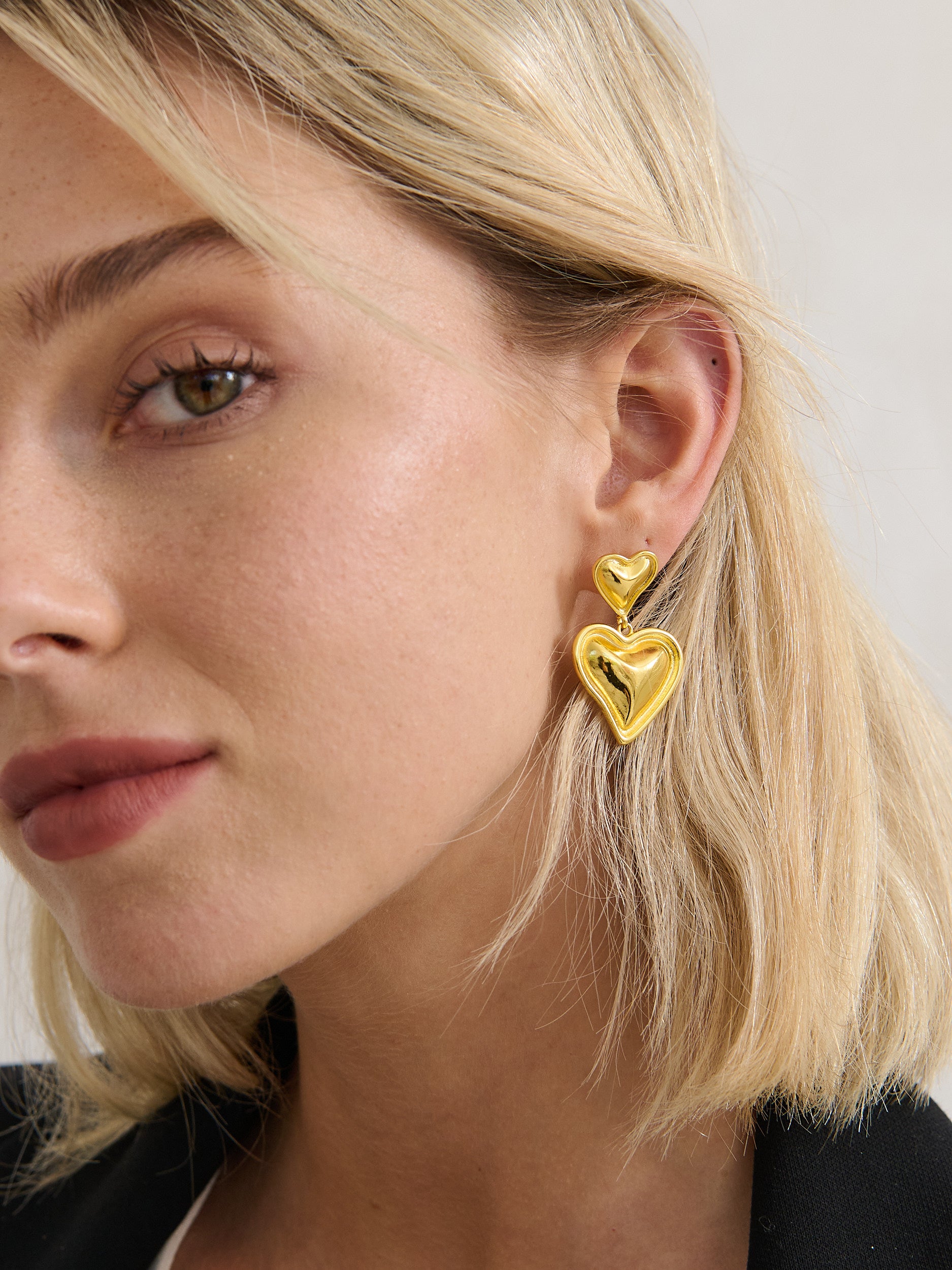 Double Heart 18K Gold Plated Earrings