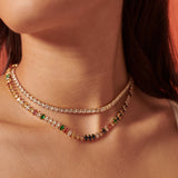 Rainbow Tennis 18K Gold Plated Necklace