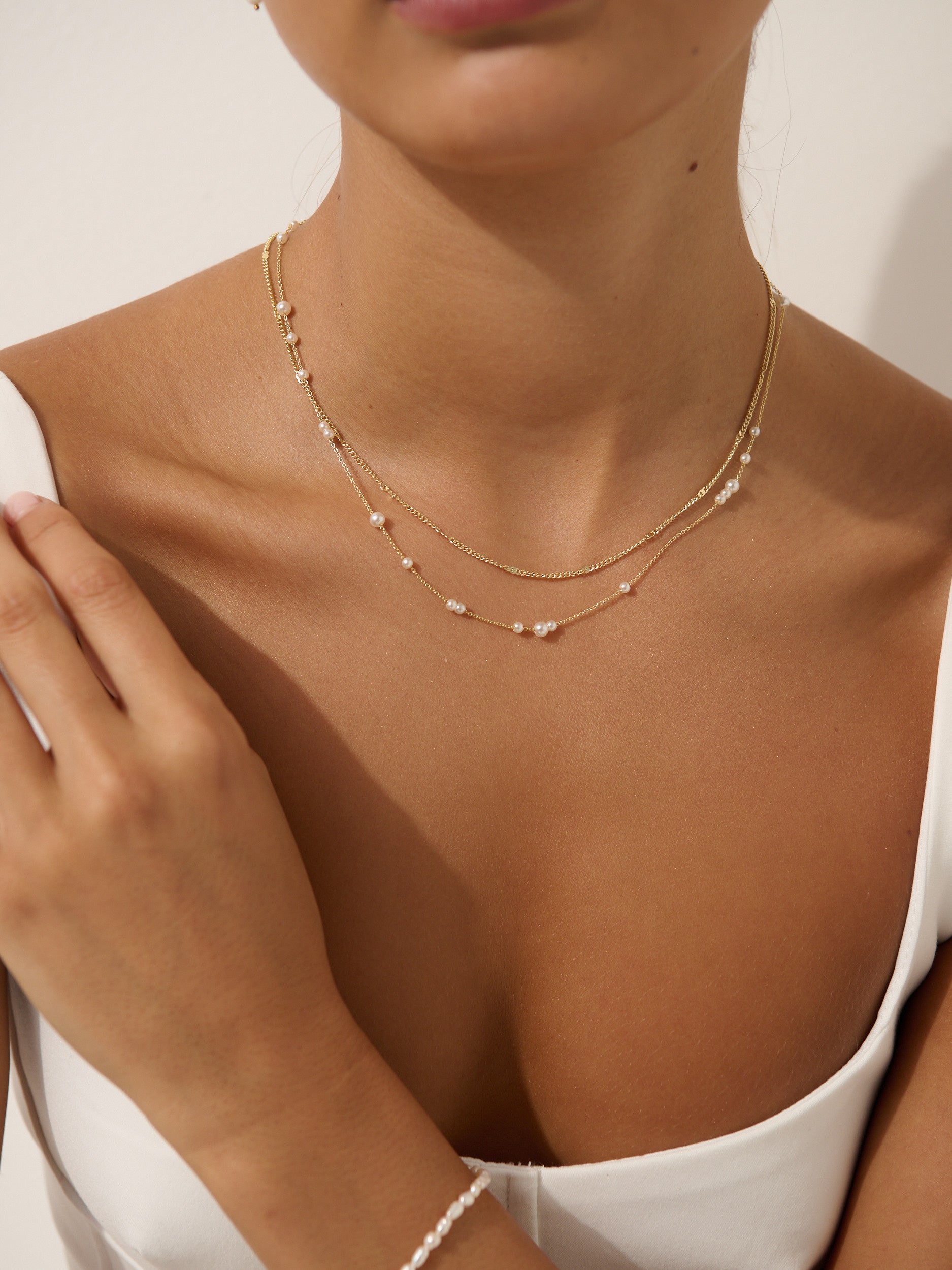 [Restocked] Mini Pearl Layered 18K Gold Plated Necklace