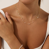 Dainty Freshwater Pearl 18K Gold Plated Bracelet
