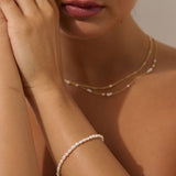 Dainty Freshwater Pearl 18K Gold Plated Bracelet