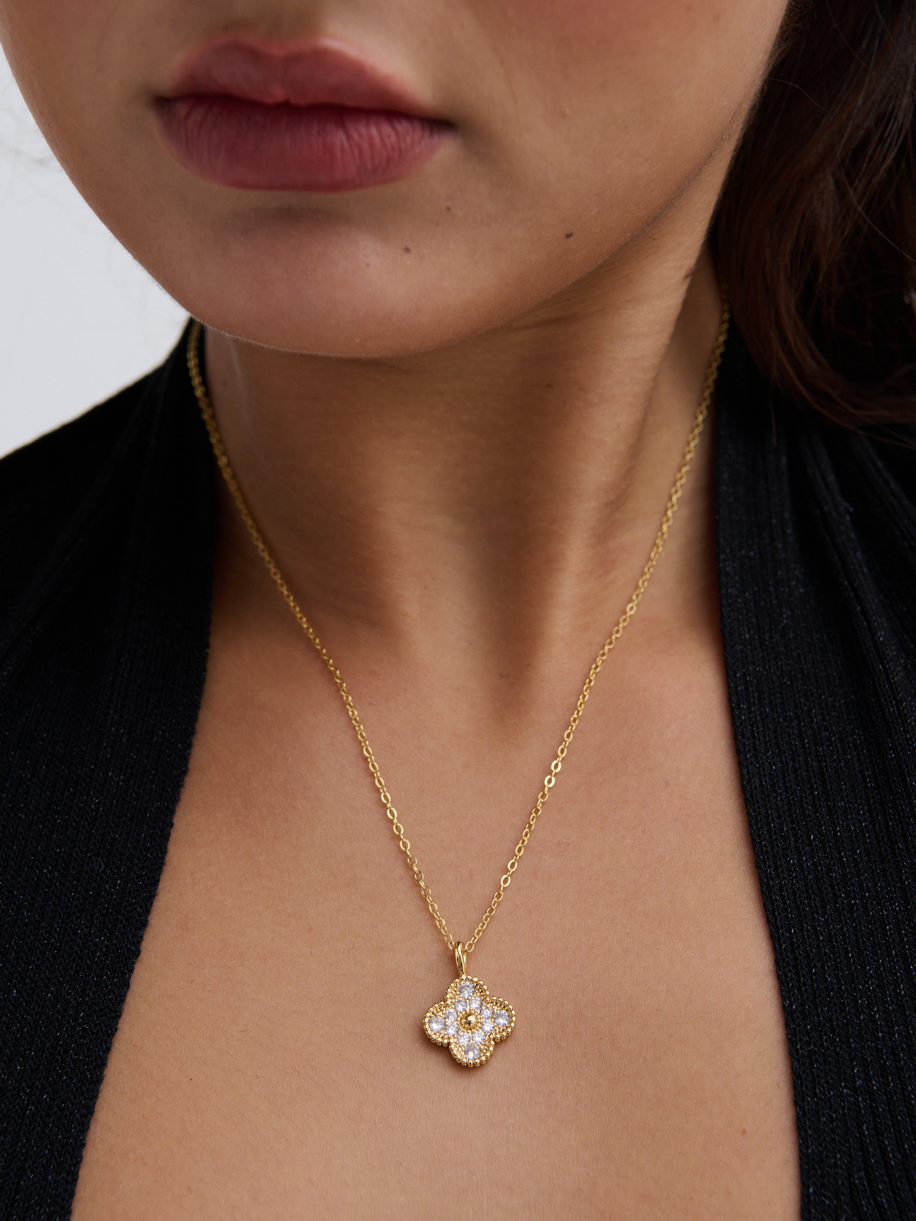 Clover Embellished 18K Gold Plated Necklace