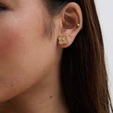 Clover Embellished 18K Gold Plated Earrings