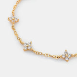 Dainty Clover Embellished 18K Gold Plated Bracelet