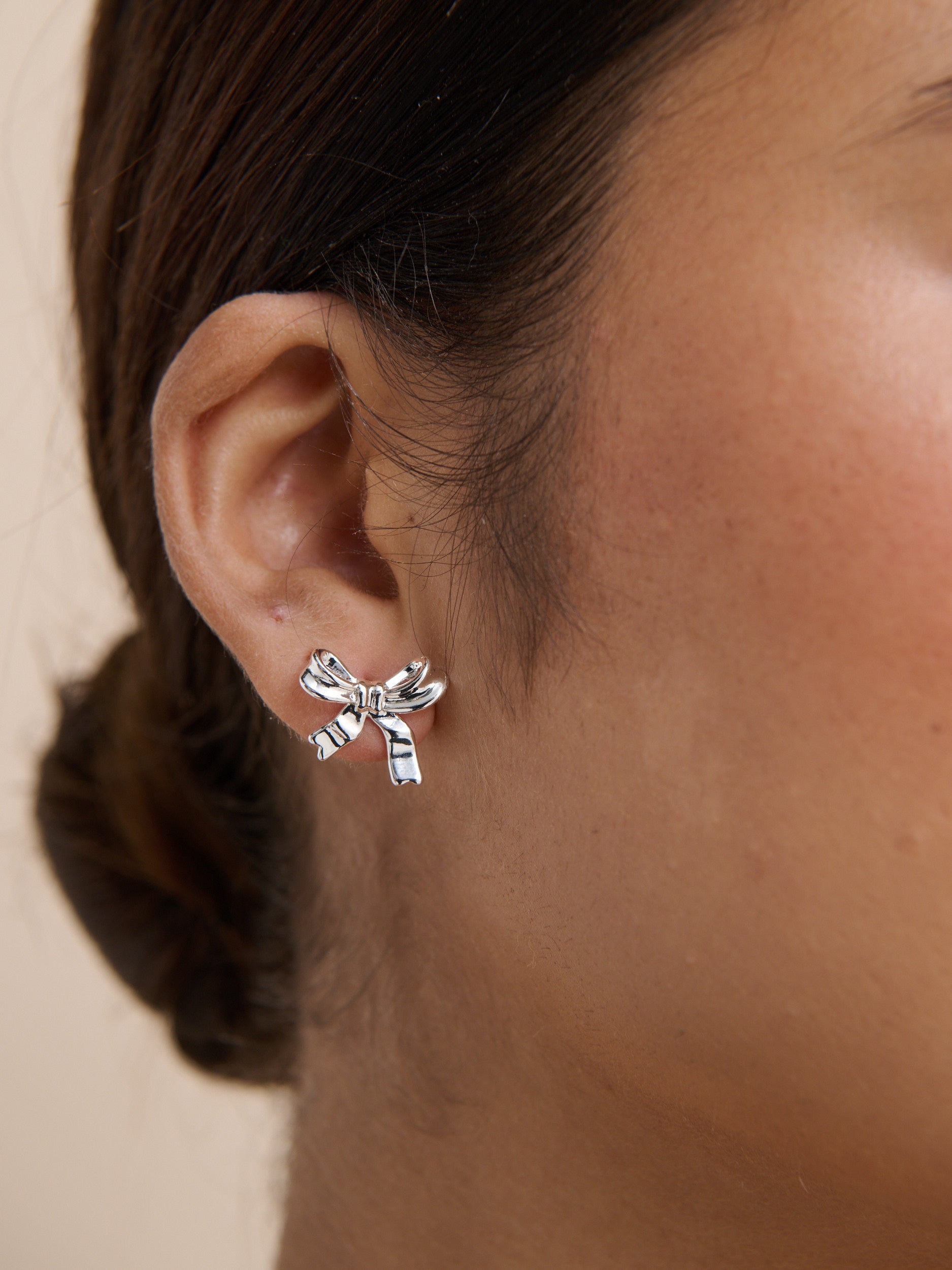 Bow Stud Sterling Silver Plated Earrings