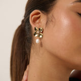 Floral Pearl 18K Gold Plated Earrings