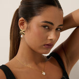 Floral Pearl 18K Gold Plated Earrings