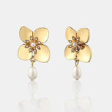 Floral Pearl 18K Gold Plated Earrings