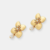 Floral Pearl 18K Gold Plated Earrings