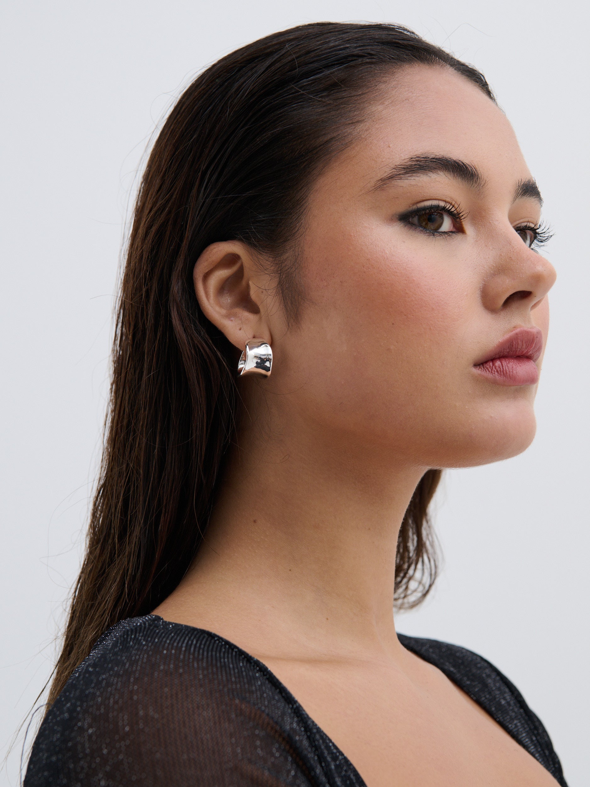 Eddy Flat Hoops Sterling Silver Plated Earrings