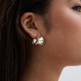 Eddy Flat Hoops Sterling Silver Plated Earrings
