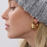 Dome Huggie 18K Gold Plated Earrings