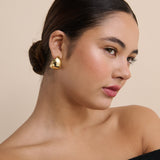 Dome Huggie 18K Gold Plated Earrings