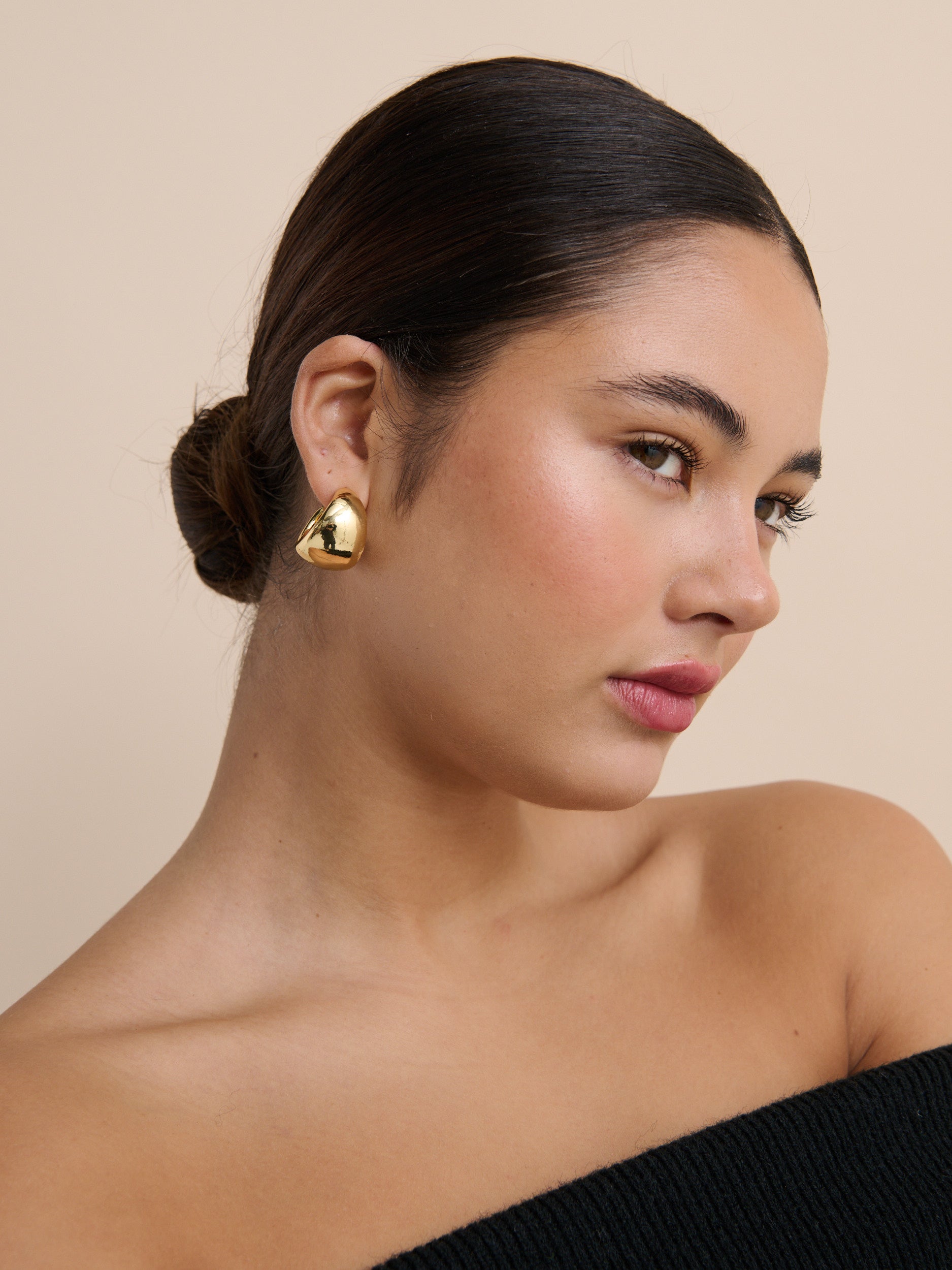 Dome Huggie 18K Gold Plated Earrings