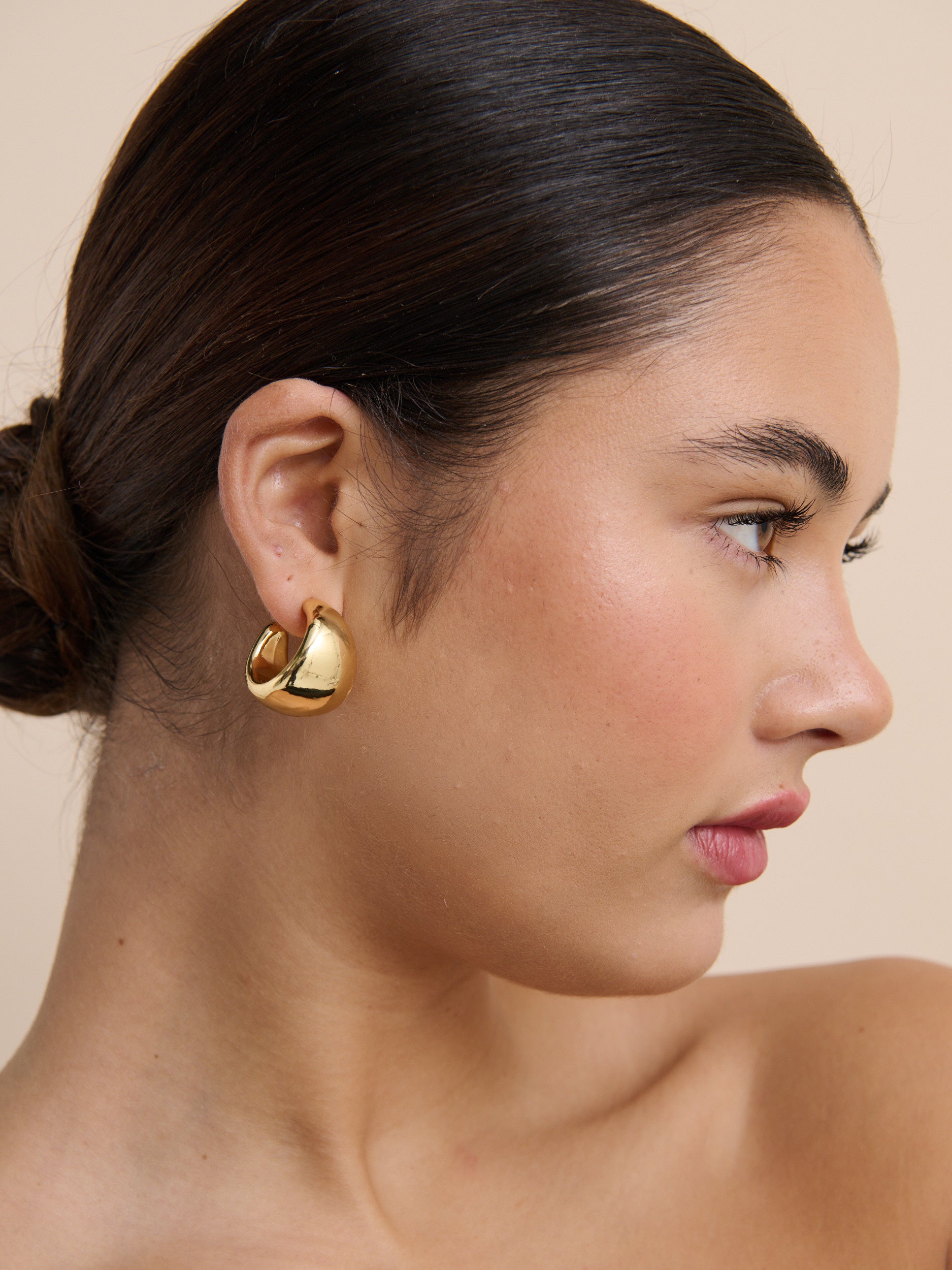 Dome Huggie 18K Gold Plated Earrings