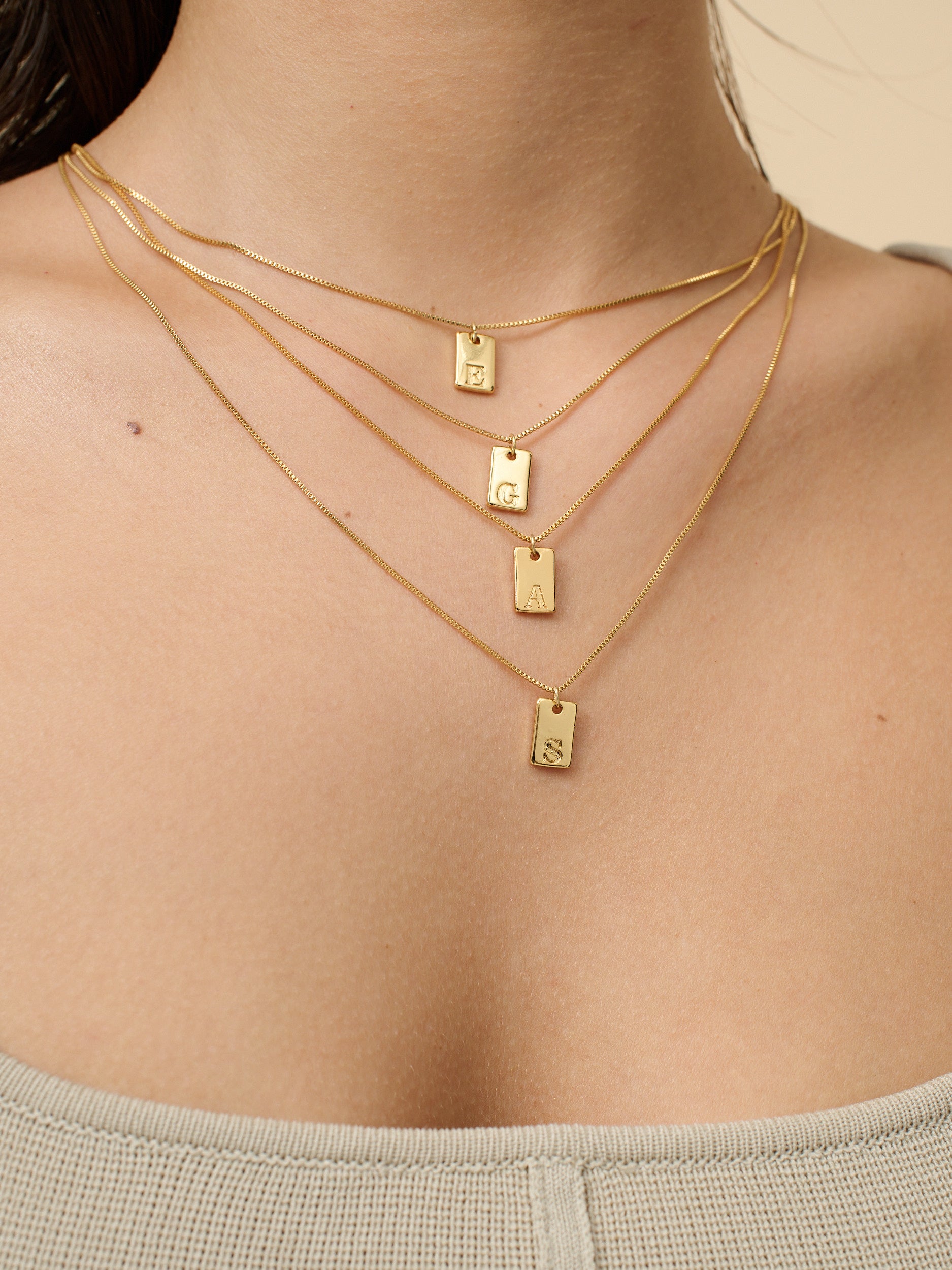 Tag Initial 18K Gold Plated Necklace (customise option)