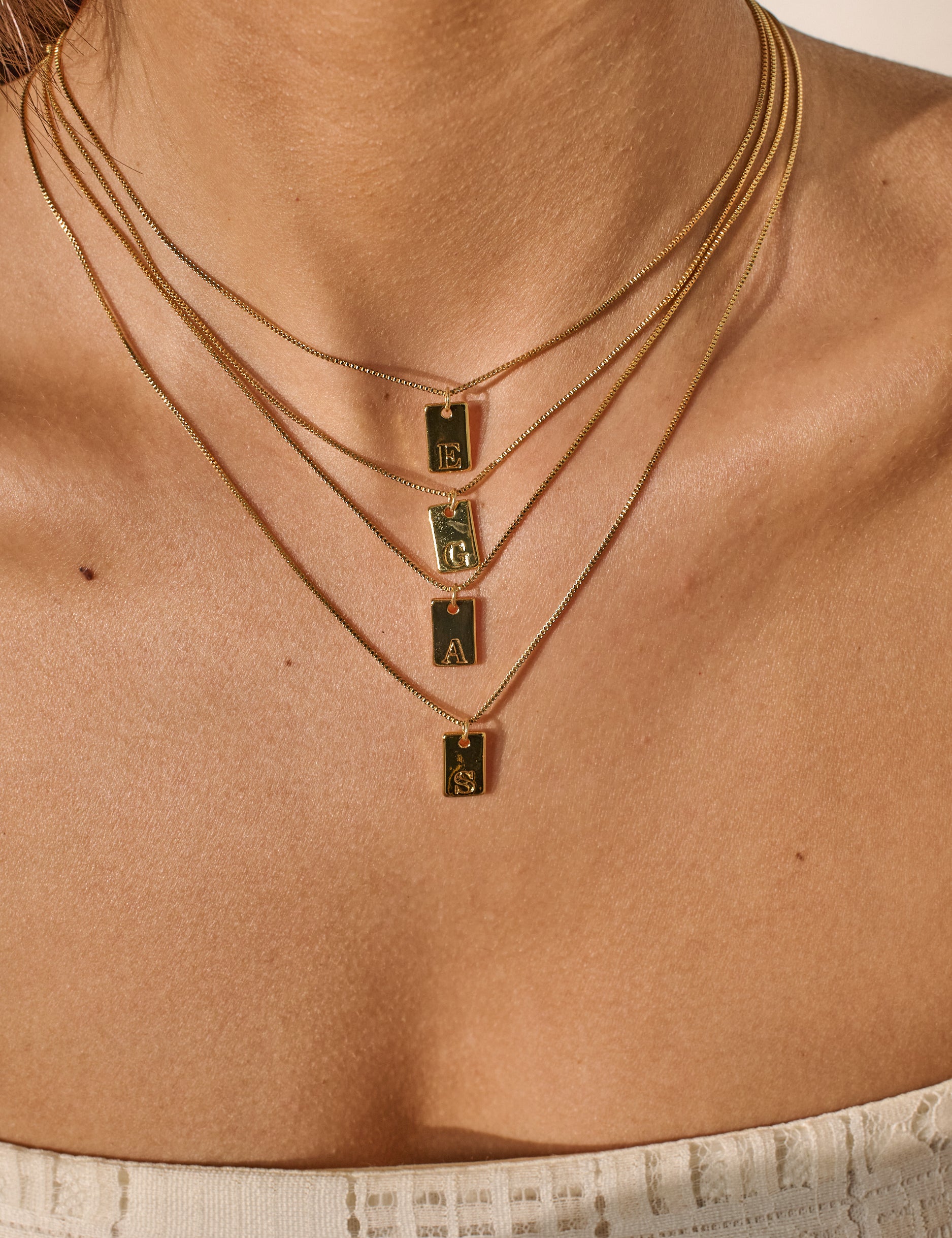 Tag Initial 18K Gold Plated Necklace (customise option)