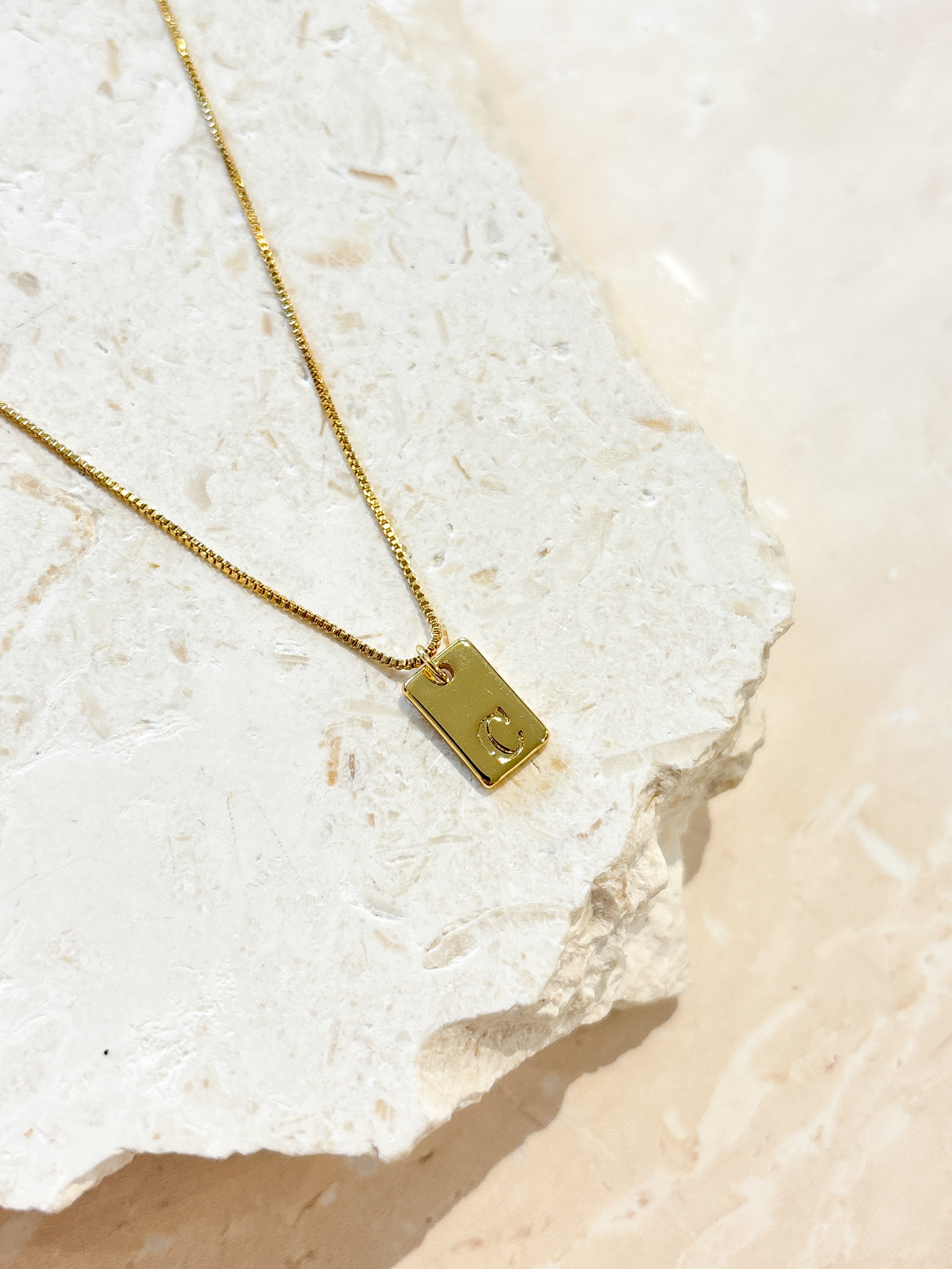 Tag Initial 18K Gold Plated Necklace (customise option)