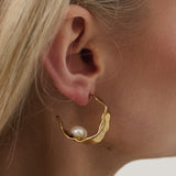 Crescent Pearl 18K Gold Plated Earrings