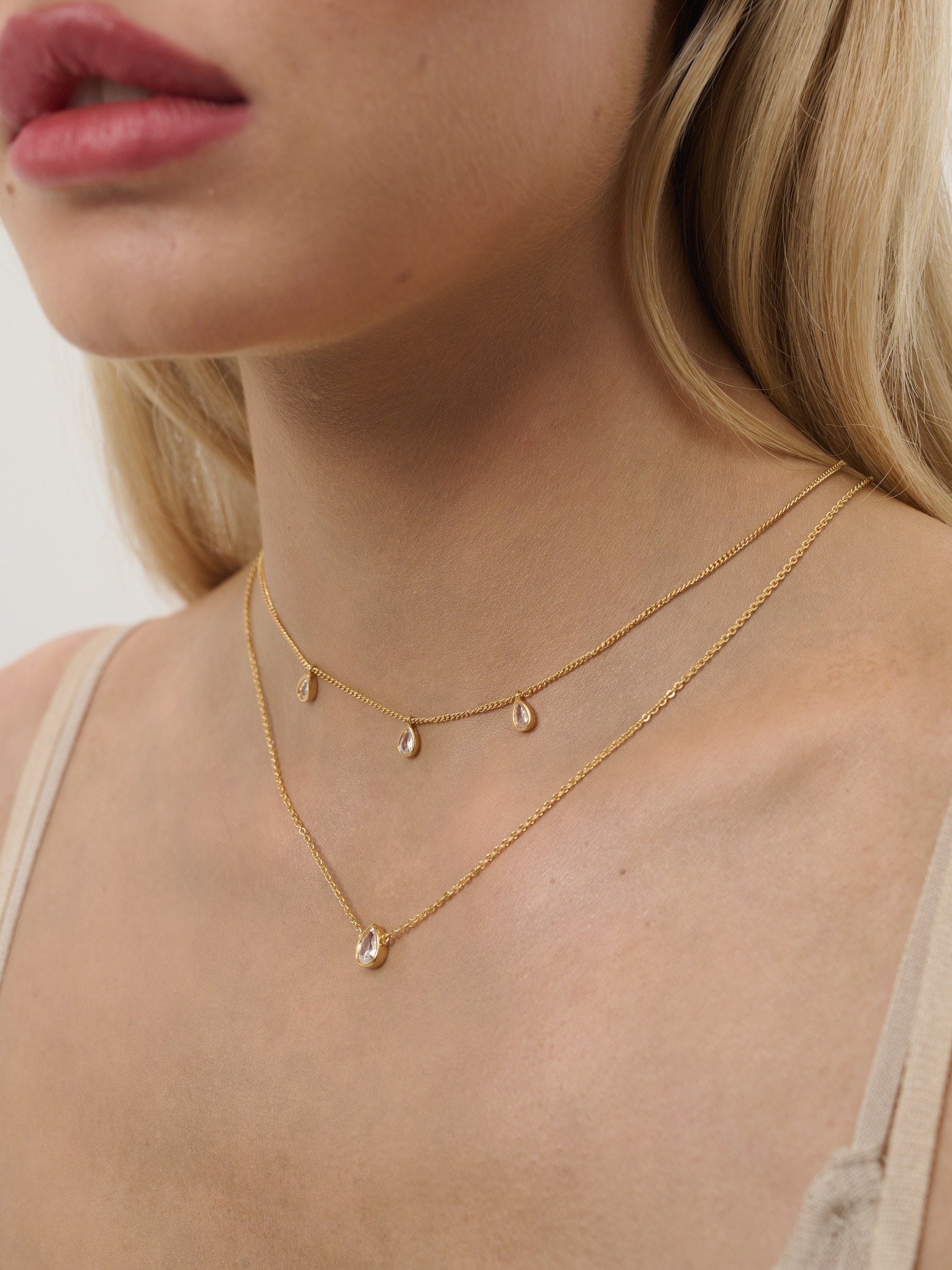 Diamanté Teardrop 18K Gold Plated Necklace