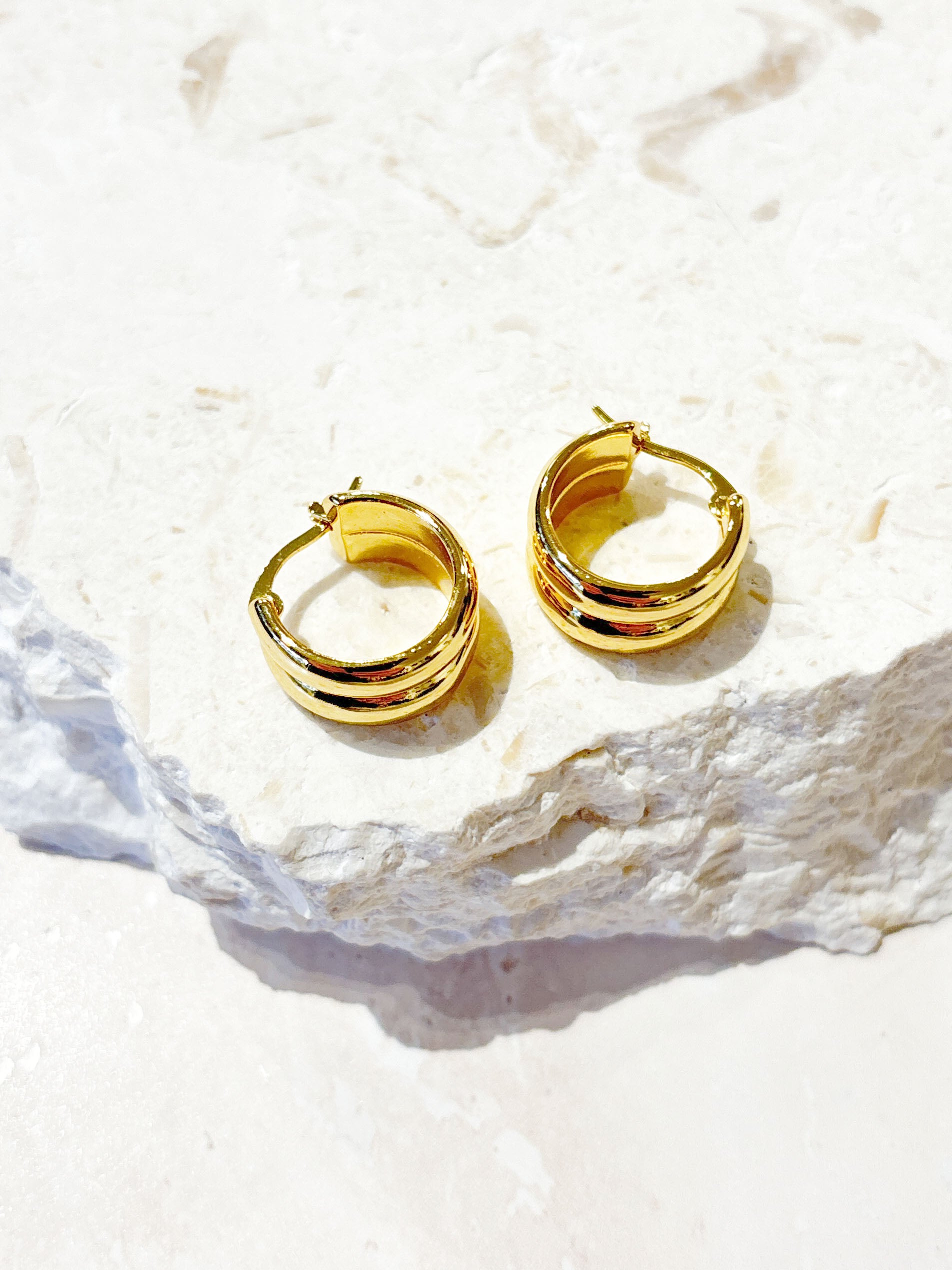 Double Hoop 18K Gold Plated Earrings