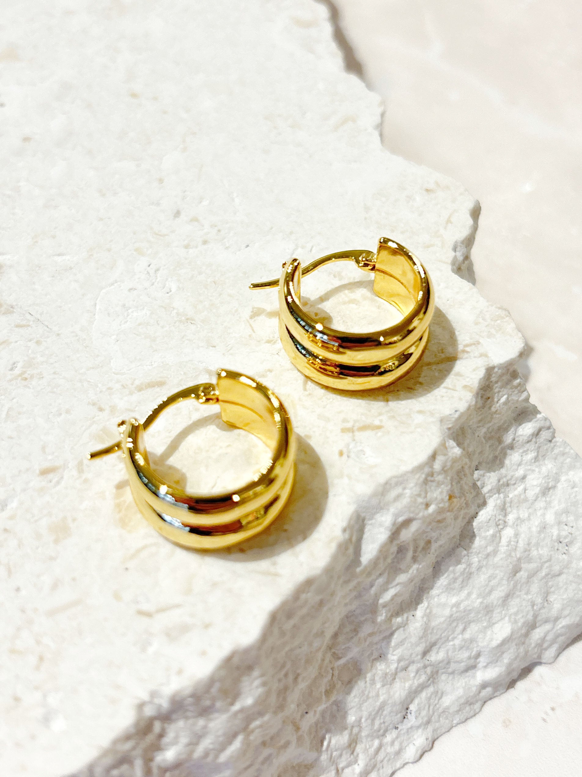 Double Hoop 18K Gold Plated Earrings