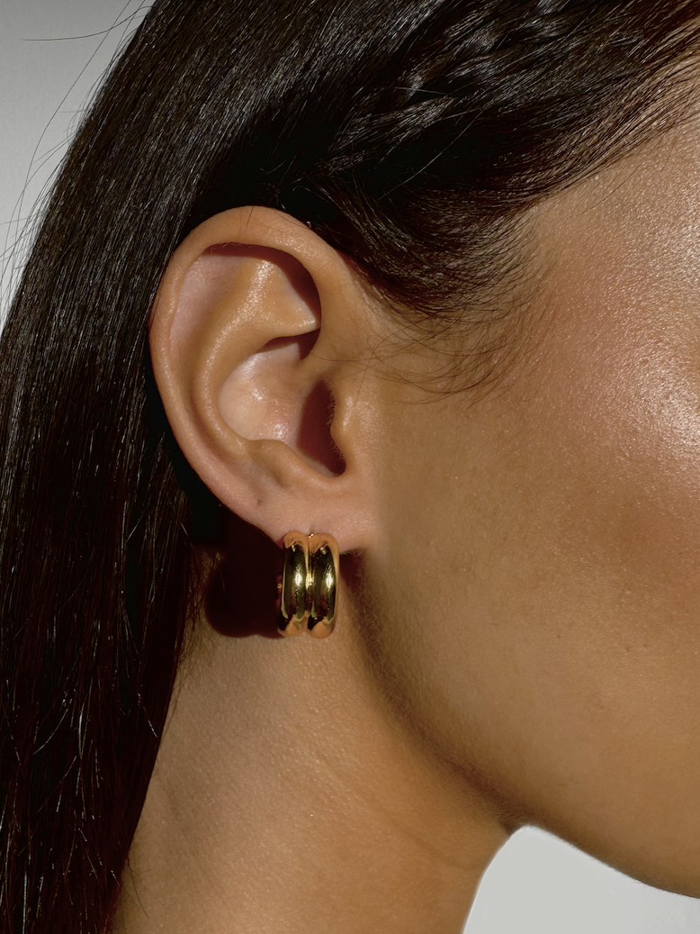 Double Hoop 18K Gold Plated Earrings