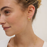 Crush Quilted 18K Gold Plated Earrings in Medium